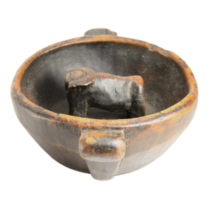 Antique Peruvian Aymara Wooden Marriage Bowl W Ox Chicha Drinking Vessel