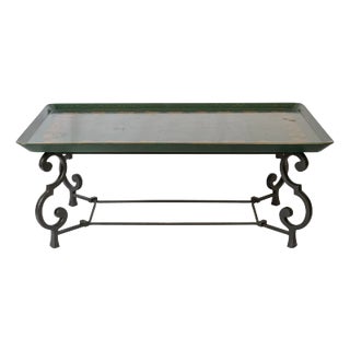 Green Tole Tray Top Coffee Table by Maison Ramsay, France For Sale