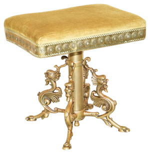 Italian Dragon Gilt Bronze Stool, 1860s