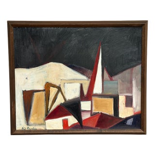 Leif Bodin, Facades, 1950s, Oil on Canvas, Framed For Sale