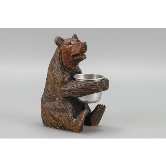 Hand-Carved Black Forest Bear with Aluminum Pot, 1920s For Sale - Image 3 of 18