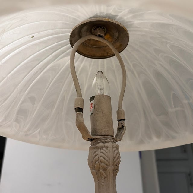 1920s Iron Lamp With Gorgeous Rare Marbelized Art Glass Shade For Sale In Austin - Image 6 of 6