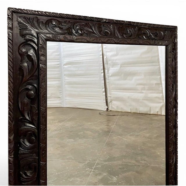 Wood Antique French Renaissance Hand-Carved Wall Mirror For Sale - Image 7 of 8