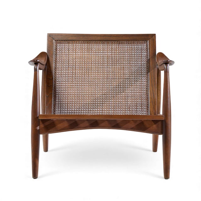 Mid 20th Century Lawrence Peabody for Richardson Nemschoff Mid Century Ebonized Walnut and Cane Lounge Chairs - Pair For Sale - Image 5 of 12