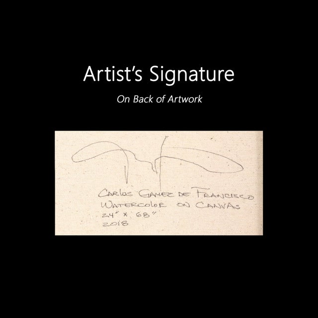 Orange Head in Front View - Large Colorful Surrealist Figurative Feminine Painting Original Artwork by Carlos Gamez De Francisco For Sale - Image 8 of 8