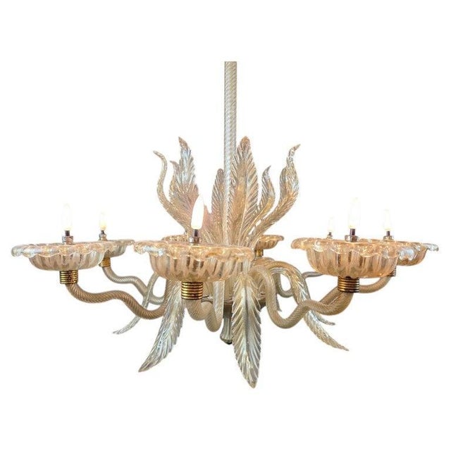 Murano Glass 8-Light Chandelier, Italy, 1940s For Sale - Image 3 of 11