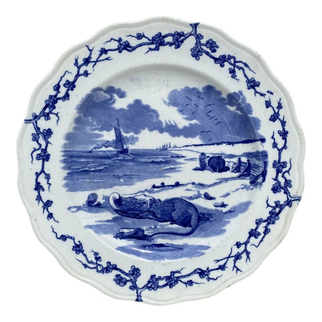 English Blue & White Plate Rat Brown Westhead and Moore, Circa 1890 For Sale