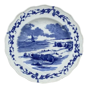 English Blue & White Plate Rat Brown Westhead and Moore, Circa 1890