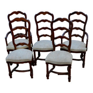Vintage Baroque French Oak Chairs Made by Century Furniture Co - Set of 5 For Sale