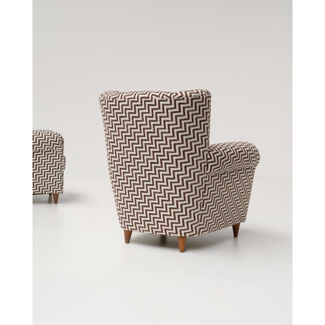 Wood Italian Chairs in Zigzag Upholstery, 1960s, Set of 2 For Sale - Image 7 of 11