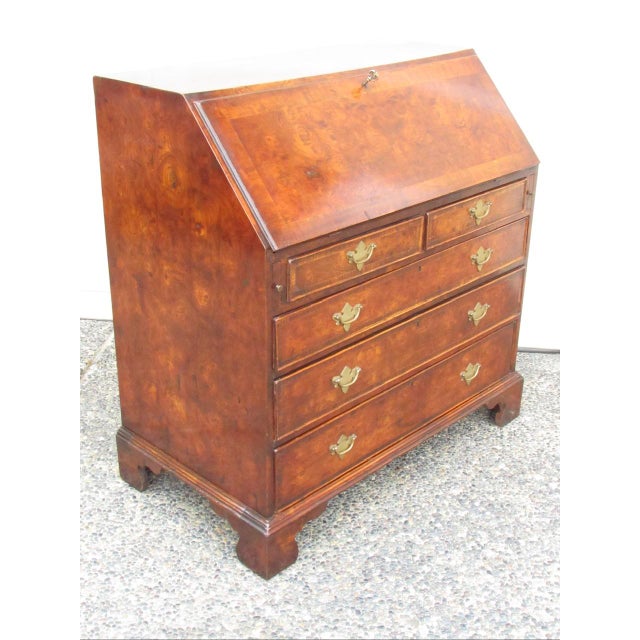 English Antique English Burl Walnut Desk For Sale - Image 3 of 18