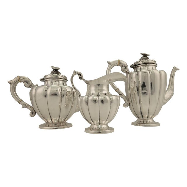 Antique Art Deco Sterling Silver L. Maciel Mexican 3 Piece Tea Coffee Set 1935 For Sale - Image 4 of 17