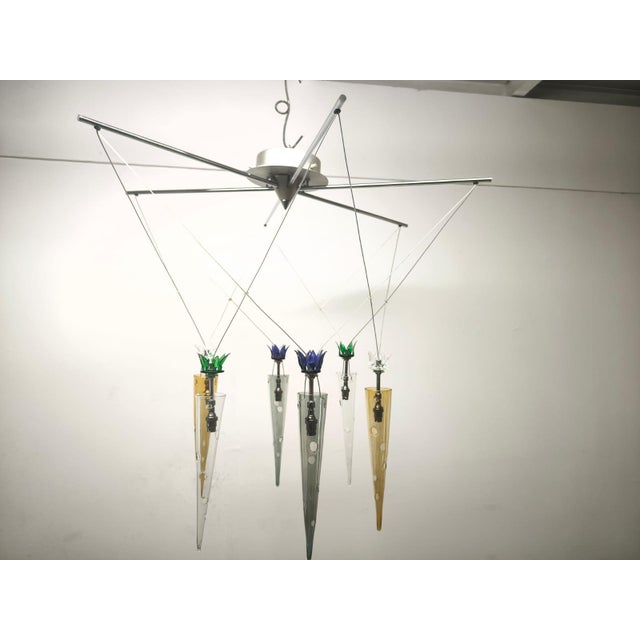 Chandelier with Multicolored Cones by Lamp International, 1990s For Sale - Image 6 of 18