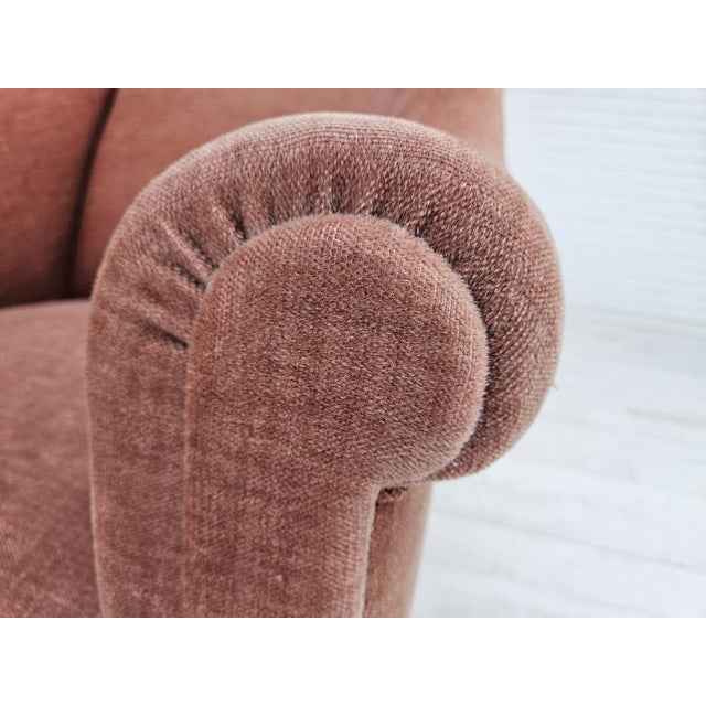 Vintage Danish Lounge Chair in Salmon Pink Furniture Velour and Ash Wood, 1950s For Sale - Image 4 of 17