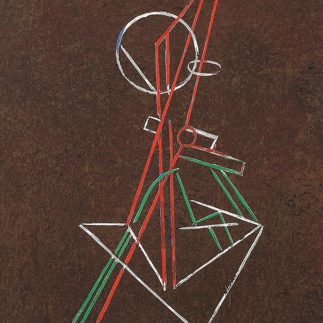 This striking Antoine Pevsner Signed Composition Screenprint, originated in France 1961. The work presents a vertically...