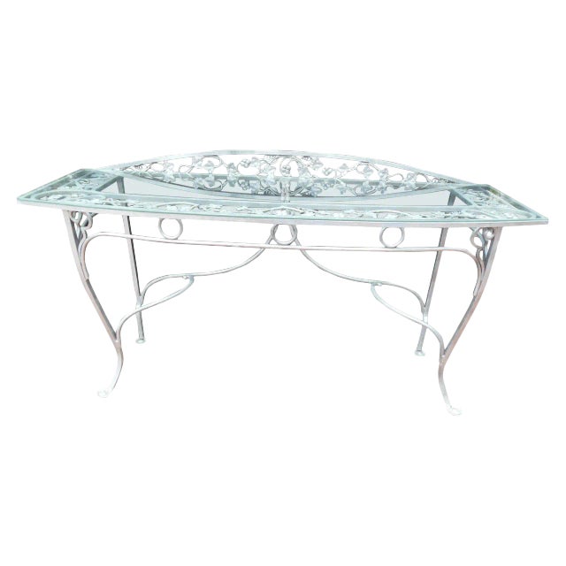 Vintage Salterini Style Wrought Iron Console Table For Sale