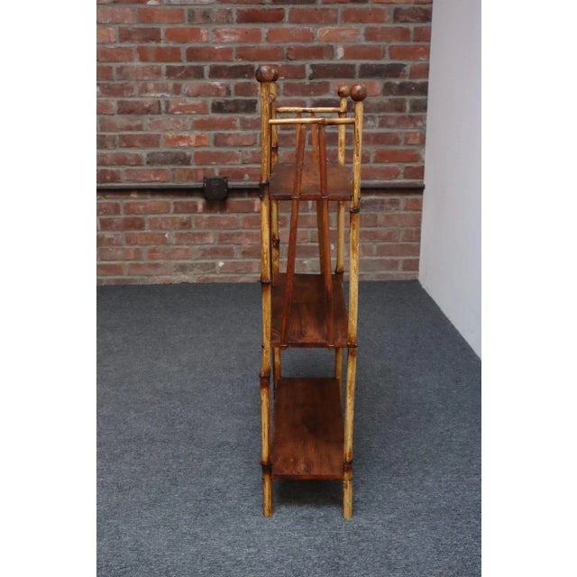 Early 20th Century Antique Aesthestic Movement Bamboo Three Tier Shelf Etagere Bookcase For Sale - Image 5 of 15