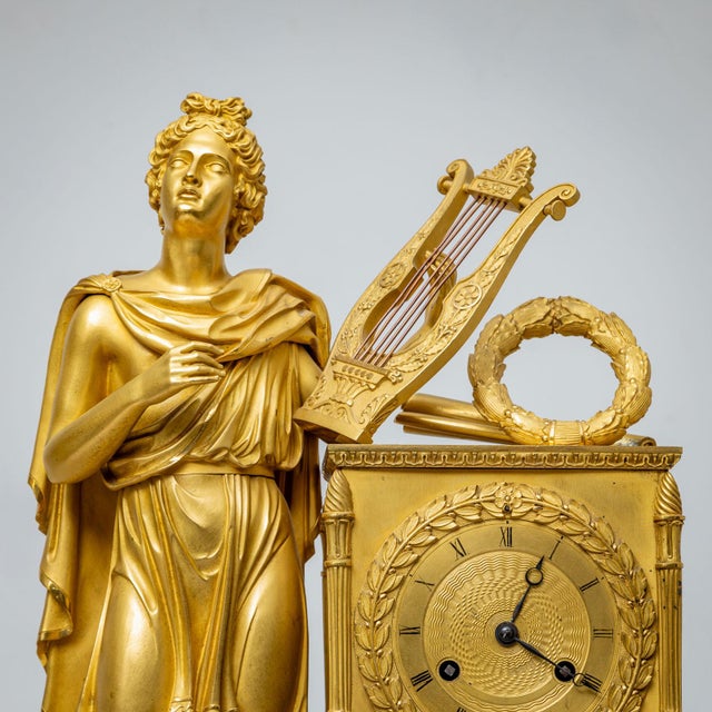 Metal Mantel Clock with Apollo, Early 19th Century For Sale - Image 7 of 16