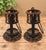 1920s Gothic Revival Pierced Iron and Glass Hanging Candle Lanterns, Pair For Sale - Image 6 of 10