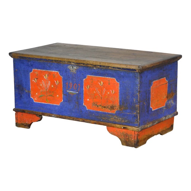 Folk Art Wedding Chest, 1901 For Sale