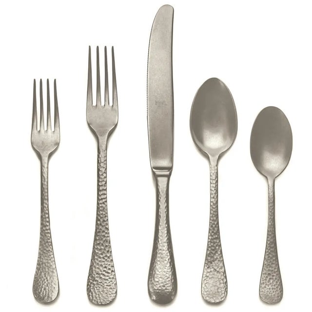Contemporary Mepra Epoque 20-Piece Flatware Set, Pewter Champagne For Sale - Image 3 of 3
