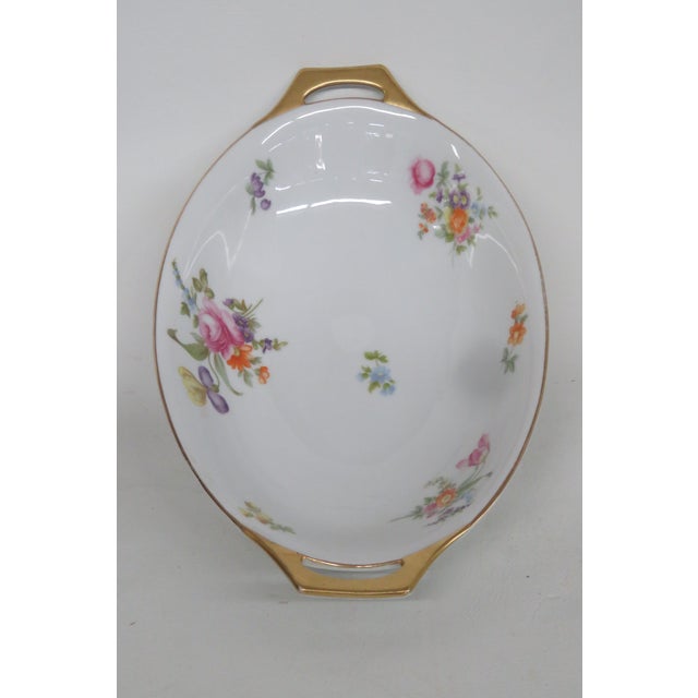Thomas Bavaria Lakewood Floral Oval Serving Bowl Gold Edge and Handles 4582b For Sale - Image 4 of 15
