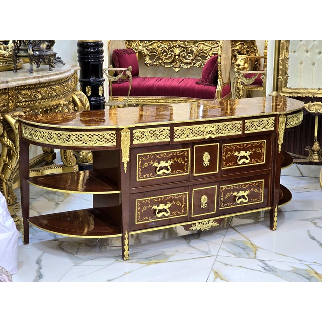 French Louis XVI–Inspired Semicircular Marquetry Console For Sale - Image 3 of 5