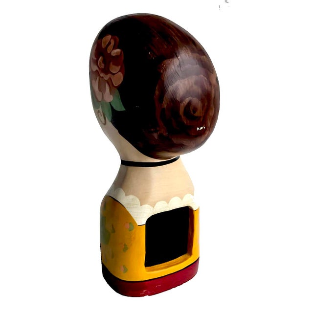 Vintage Hand-Painted French Millinery Style Madame Fleur Head Mannequin For Sale - Image 4 of 12