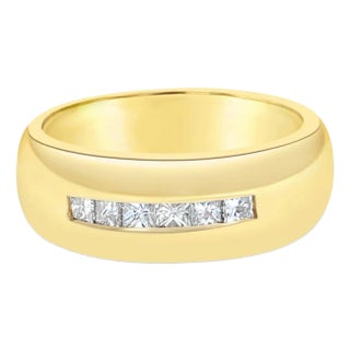 Mens Princess Cut Diamond Wedding Band .50cttw 14k Yellow Gold, Size 10 For Sale
