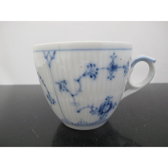 Ceramic Royal Copenhagen Denmark 1/79 Plain Blue Flower Fluted Flat Cup For Sale - Image 7 of 9