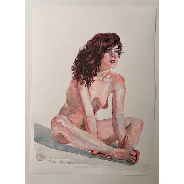 Figurative Eternal Spring Original Impressionistic Nude Figure Watercolor on Paper Painting Art by Anna Novick For Sale - Image 3 of 9