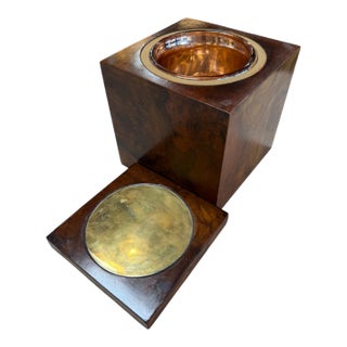 Tommaso Barbi Burl Wood Ice Bucket, Italy, 1970s For Sale