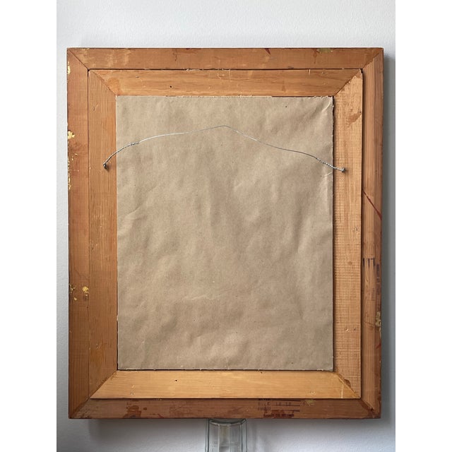 Sunlit Hillside Town With Orange Roofs, Vintage Oil on Board, Framed For Sale - Image 11 of 12