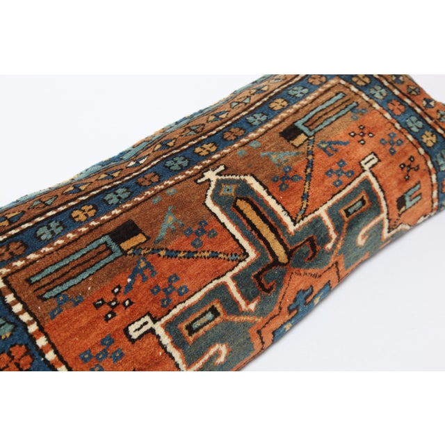 Early 20th Century Antique Caucasian Tribal Rug Pillow – Handwoven 16" X 37" For Sale - Image 5 of 9