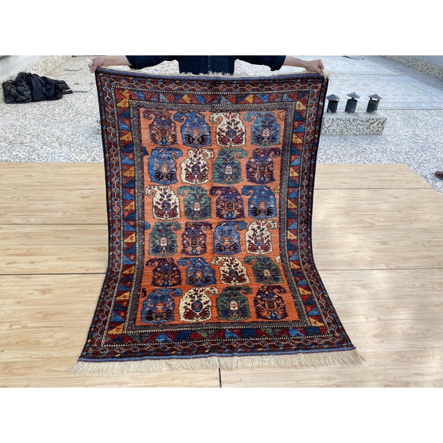 Rust Bakhtiari Garden Style Handmade Wool Rug 5x7 For Sale - Image 11 of 14