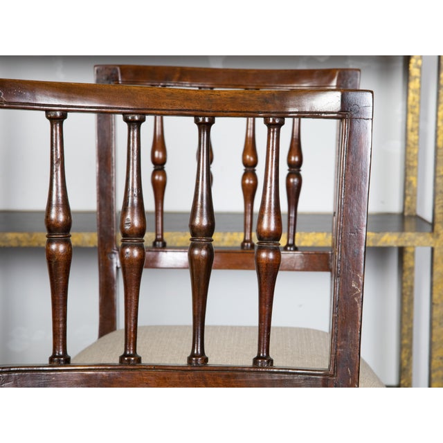 Early 19th Century Set of Six Italian 1800s Walnut Dining Room Chairs with Spindle Shaped Backs For Sale - Image 5 of 11