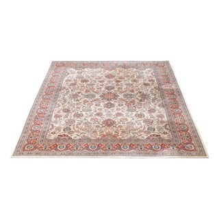 Large Wool Rug with Beige, Brown, Yellow and Red Tones For Sale