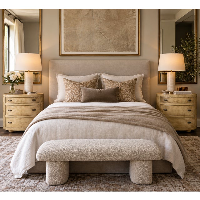 A distinctive pair of vintage Maitland-Smith oval nightstands or bedside chests dating to 1994, beautifully finished in...