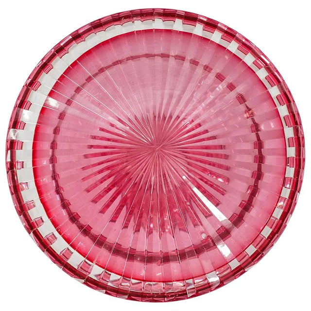 Early 20th Century Early 20th Century Art Deco Salviati Pink Crystal Two-Piece Tazza Centerpiece For Sale - Image 5 of 6