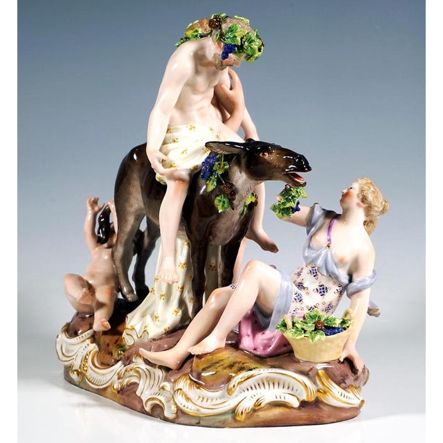 Rococo Bacchant Group with Drunken Silenus on Donkey by E. A. Leuteritz for Meissen, 1860 For Sale - Image 3 of 10