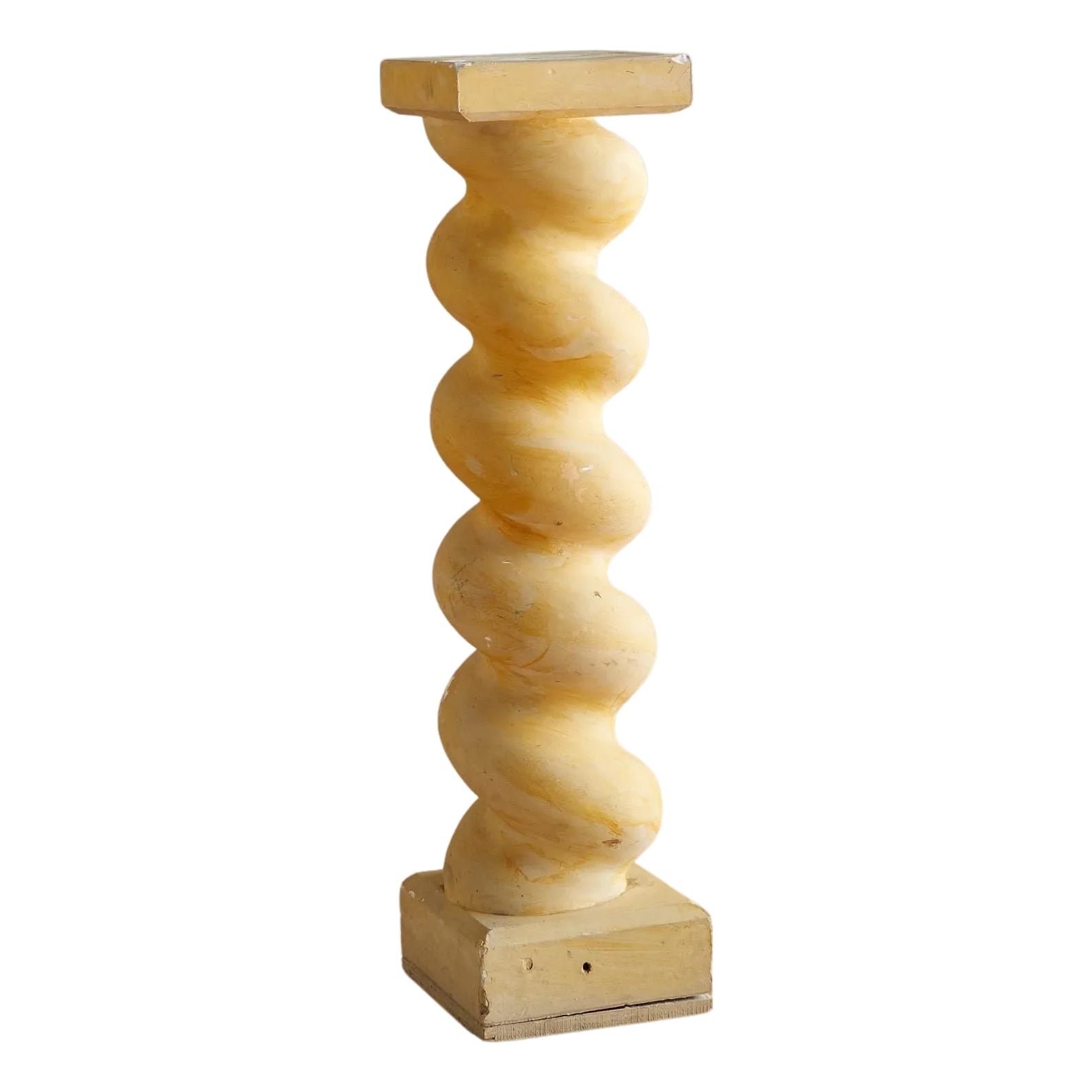 French Plaster Spiral Column or Pedestal on Wooden Base | Chairish