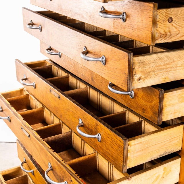 Tan Tall Multi-Drawer Engineers Cabinet, 1950s For Sale - Image 8 of 12