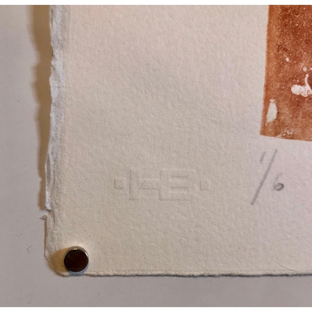 Printmaking Materials Hans Burkhardt, California Abstract Expressionist Linocut Lithograph Sepia Print Edition of 6, 1983 For Sale - Image 7 of 9