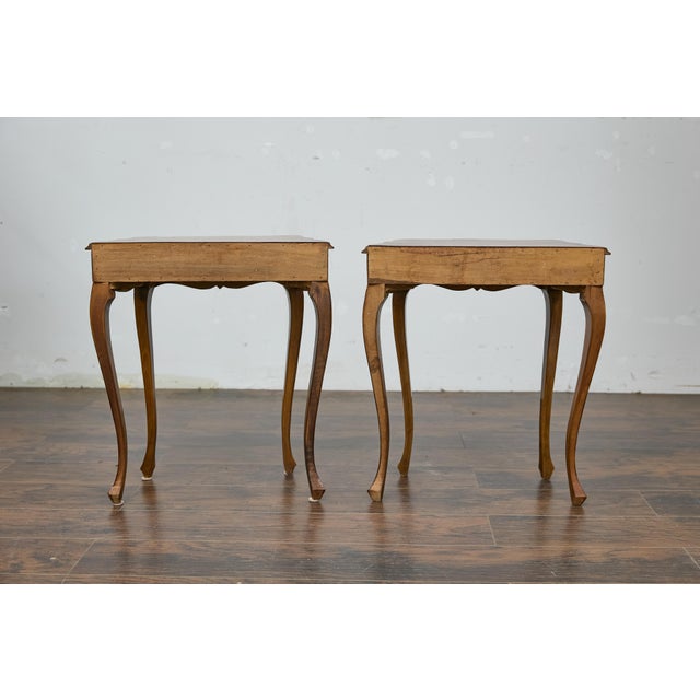 19th Century Pair of Italian Louis XV Style Walnut Console Tables with Serpentine Fronts For Sale - Image 4 of 12
