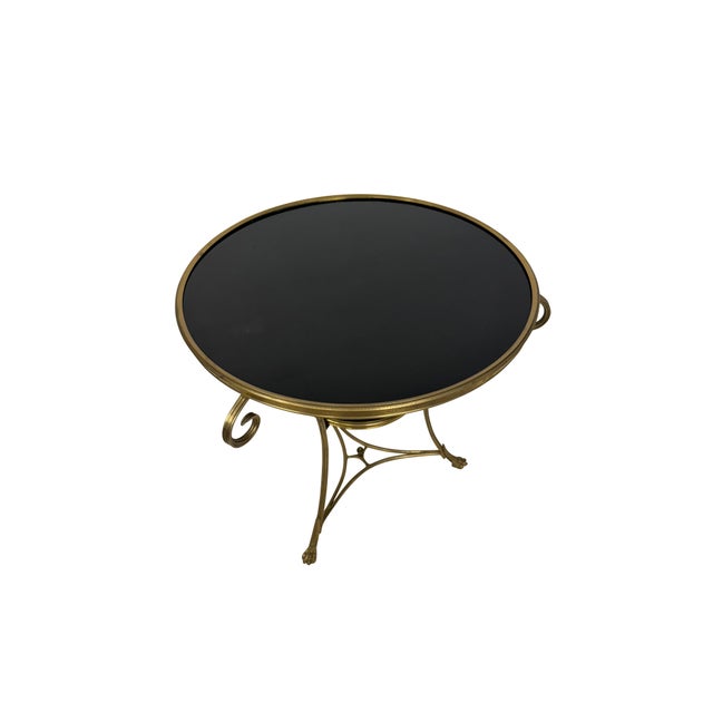 Metal Early 20th Century French Gilt Two Tier Bronze Gueridon Table with Black Marble Top For Sale - Image 7 of 18