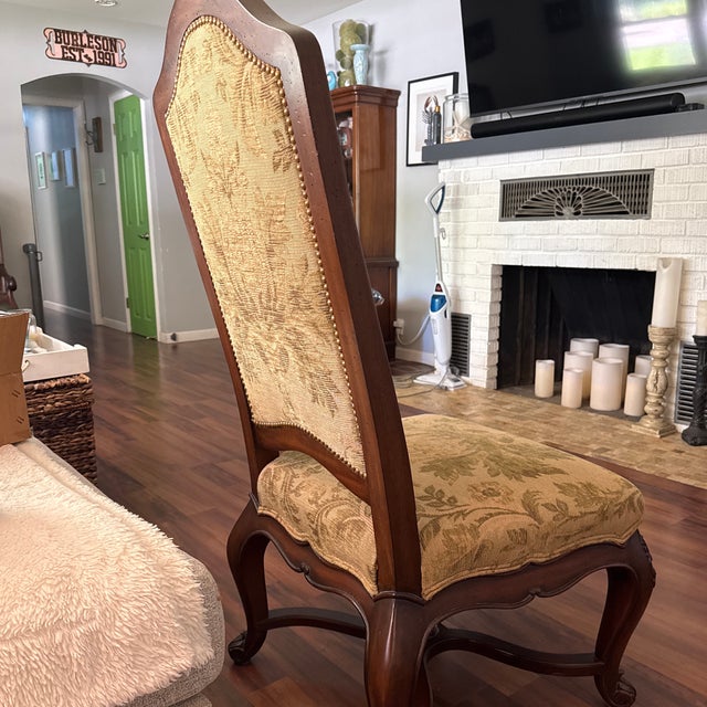 Henredon Late 20th Century French Louis XV Style High-Back Upholstered Dining Side Chairs - Set of 6 For Sale - Image 4 of 12