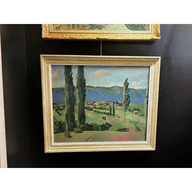 Rustic Herbert Theurillat, Countryside Landscape, Oil on Canvas For Sale - Image 3 of 9
