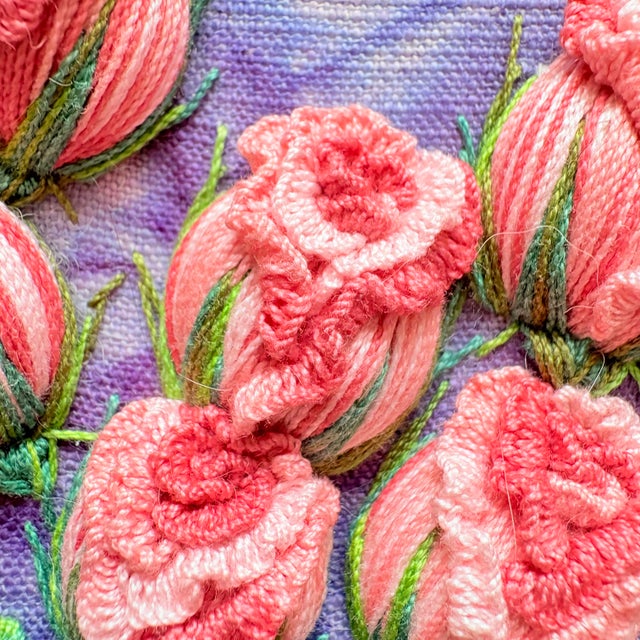 3d Rose Stumpwork Embroidery Art, Framed Botanical Sculpture, Handmade Floral Wall Decor For Sale - Image 4 of 10