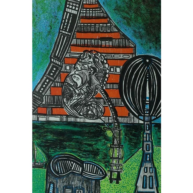 1970s Paul Holsby, House of Science, 1978, Color Lithograph, Framed For Sale - Image 5 of 6