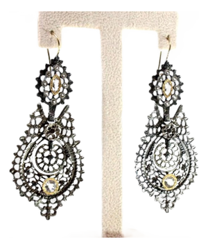 Queen Style Gold and Silver Earrings with Zirconias, Set of 2